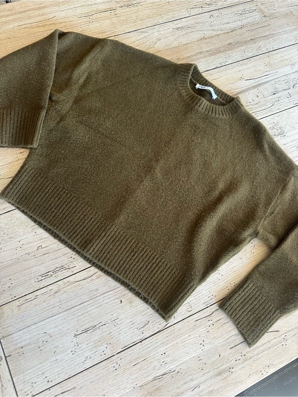 Zara Olive Women’s Crewneck Sweater
